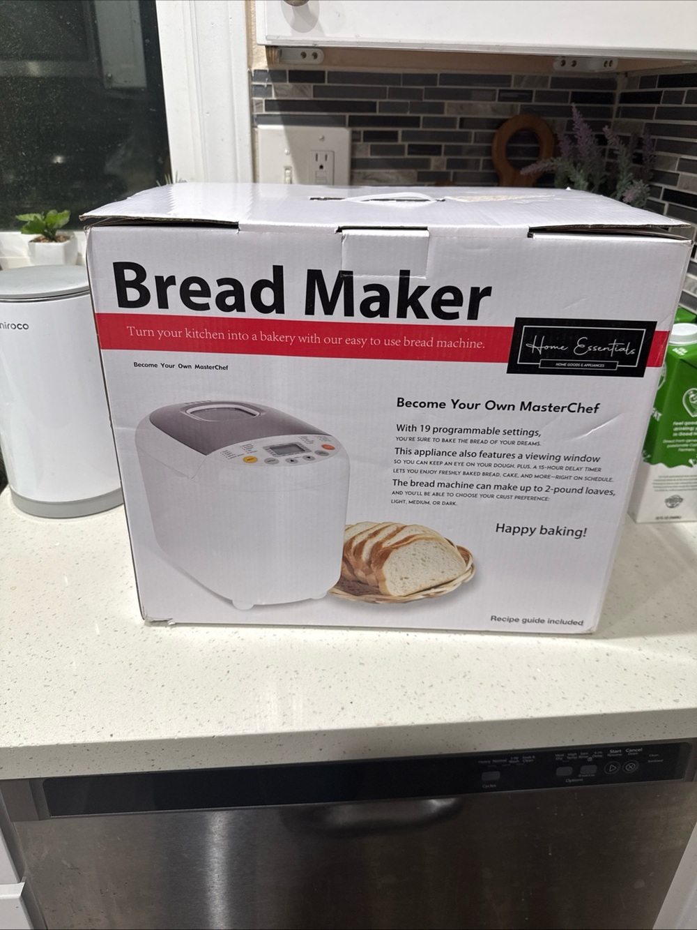 Home Essentials Bread Maker in White with Black Logo